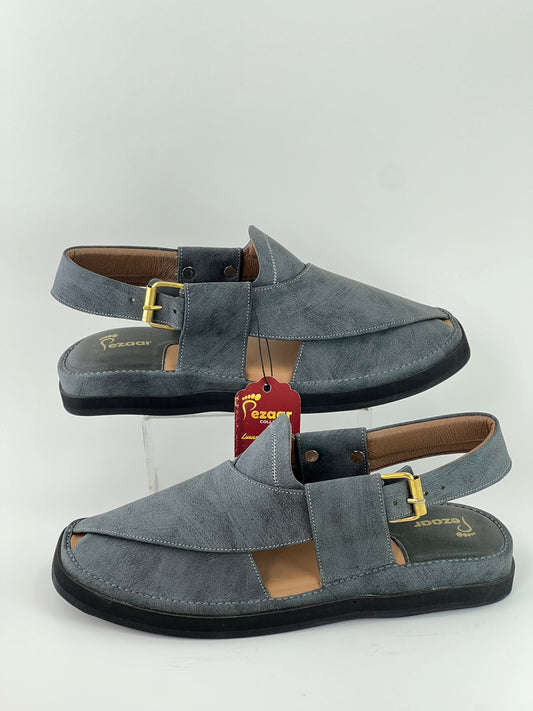 Gogo Gray Original Leather peshawari chapal(Light weight)