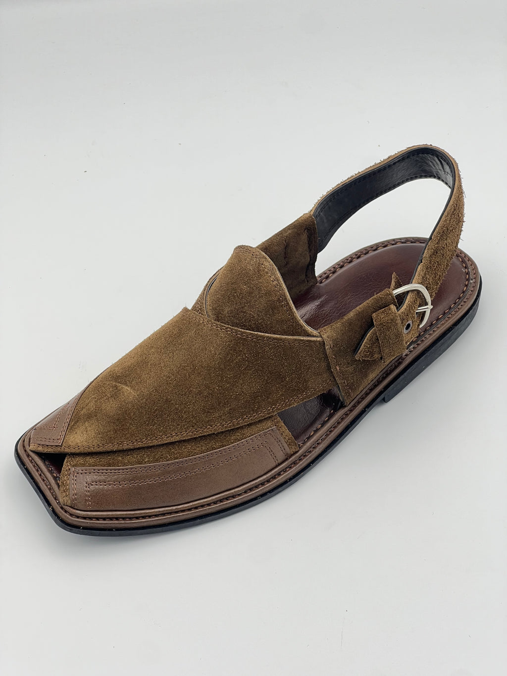 Suede Sabar Round shape  Double shade peshawari chapal(camal)