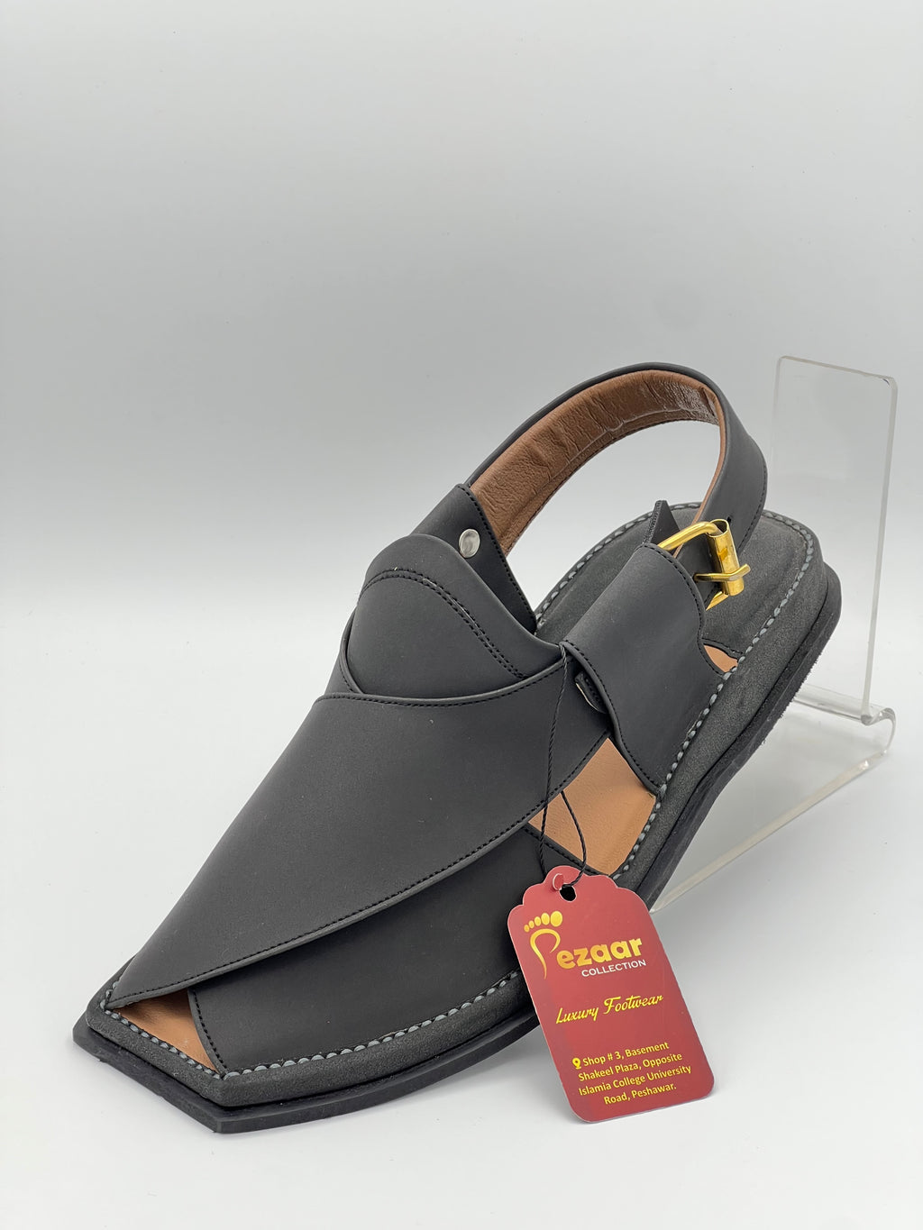 Pure leather Single lefty sole T shapBlack