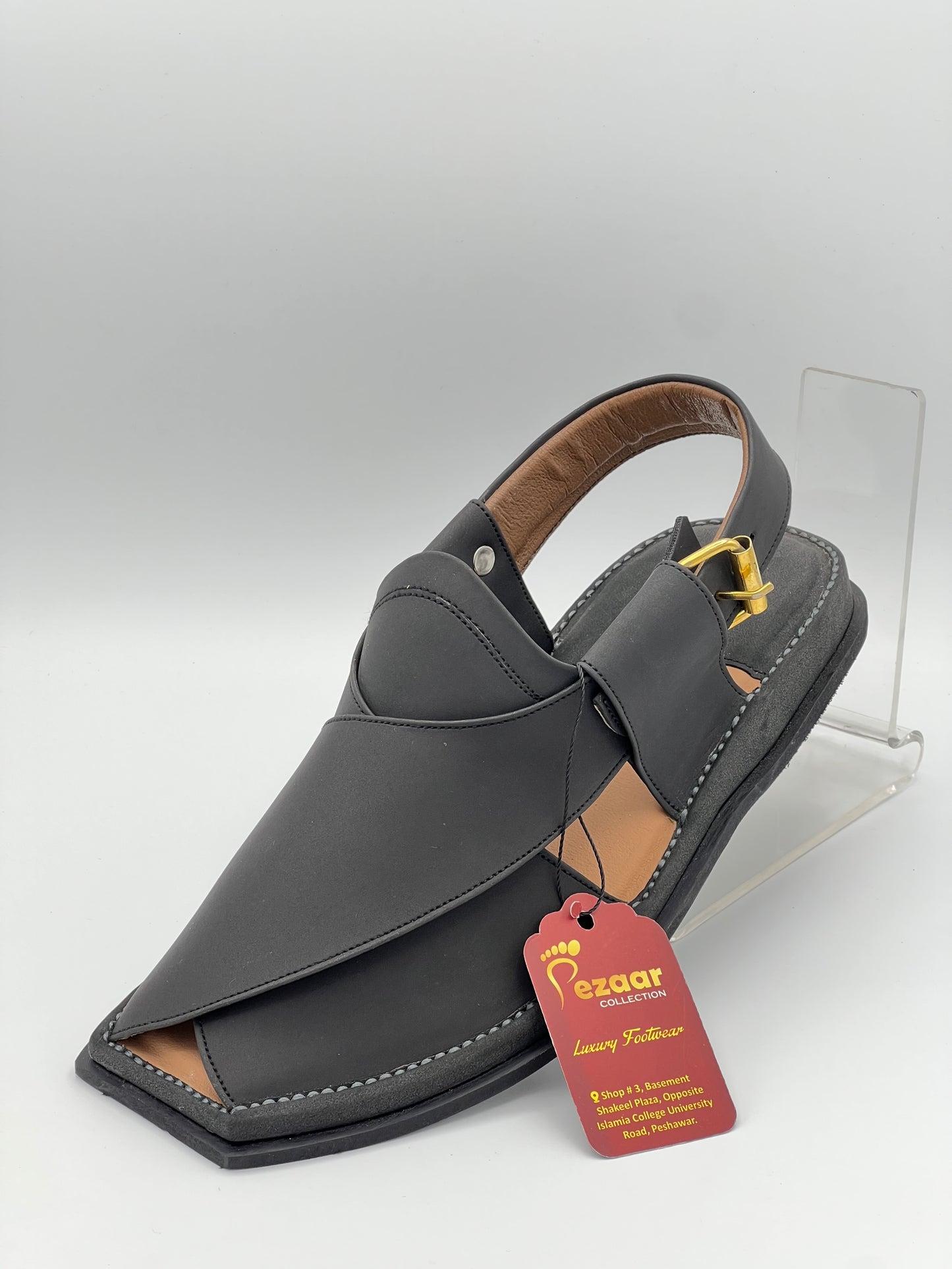 Pure leather Single lefty sole T shapBlack