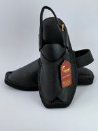 Upper touch leather peshawari chapal (black shine)