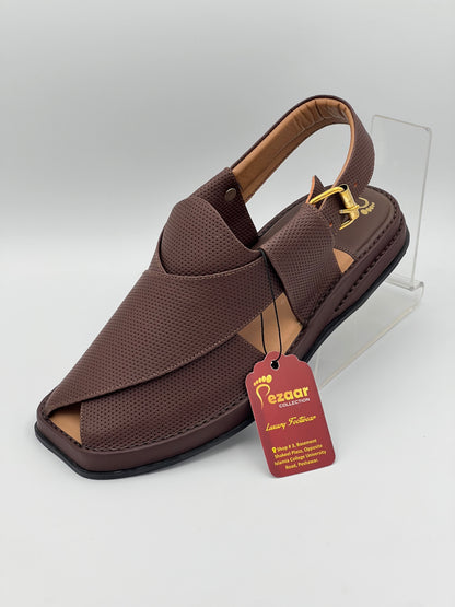 Men’s premium dotted peshawari chapal matte brown