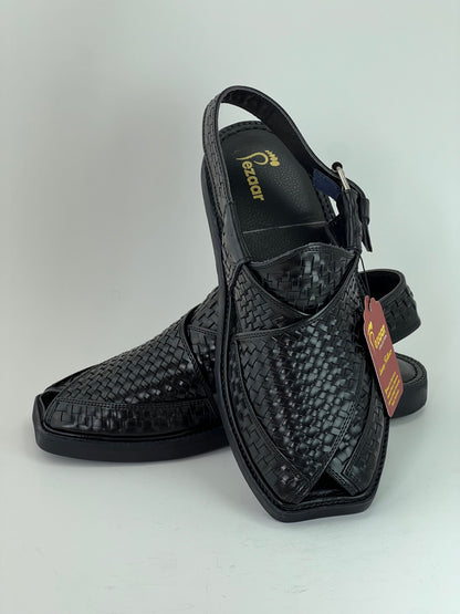 Hand woven medium sole black