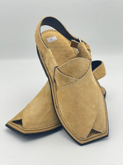Suede Sabar single sole T shape  peshawari chapal(golden)