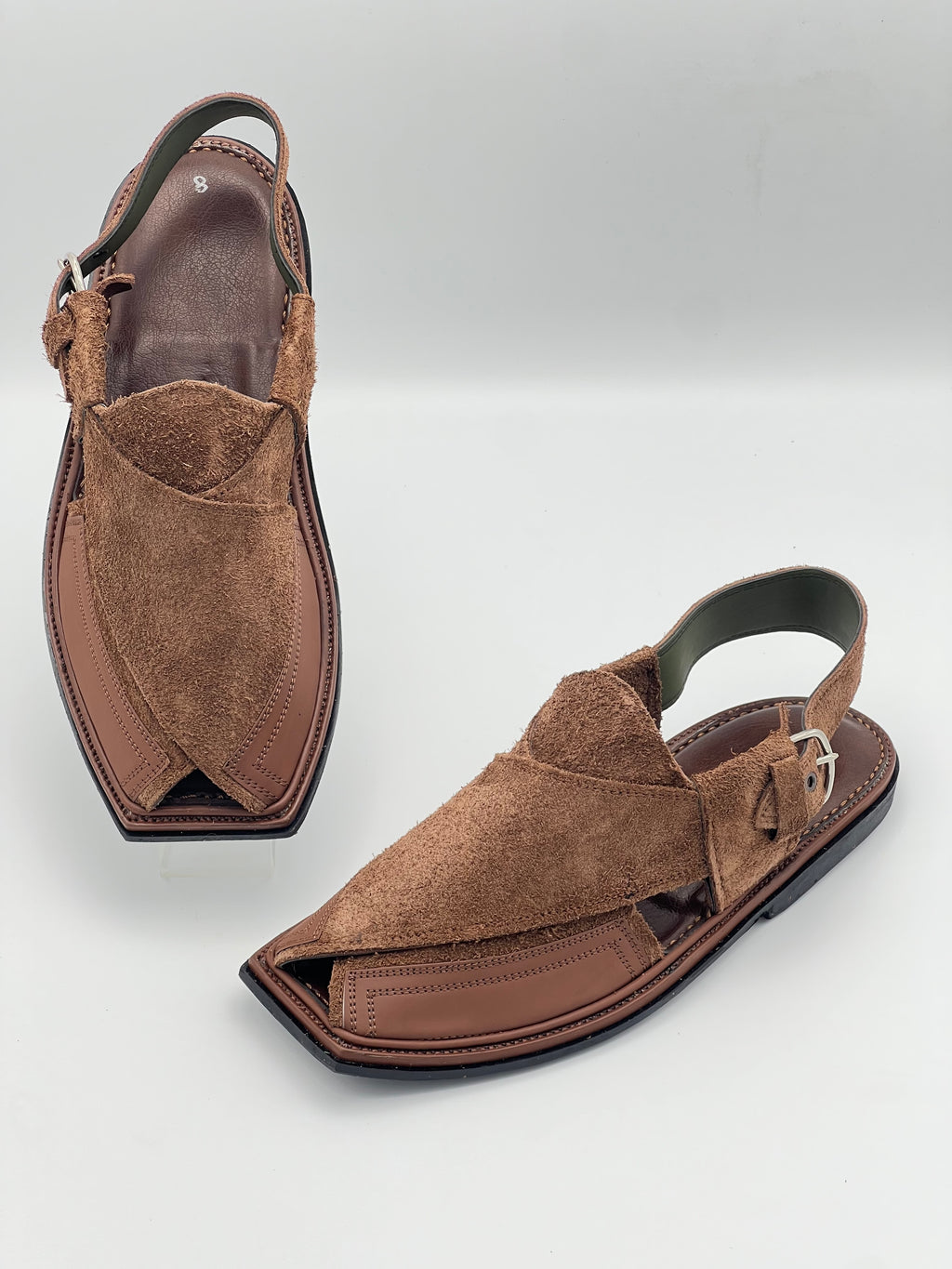 Suede Sabar single sole T shape Double shade peshawari chapal(Brown)