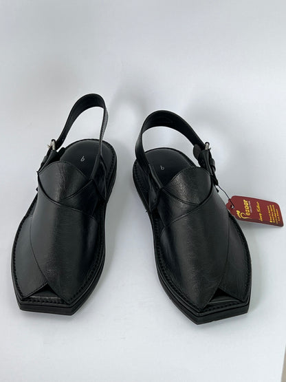 Upper Touch Flate sole T shape  peshawari chapal (polishable Black)