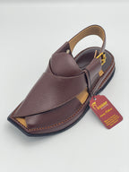T shape classic dotted peshawari chapal (brwon)