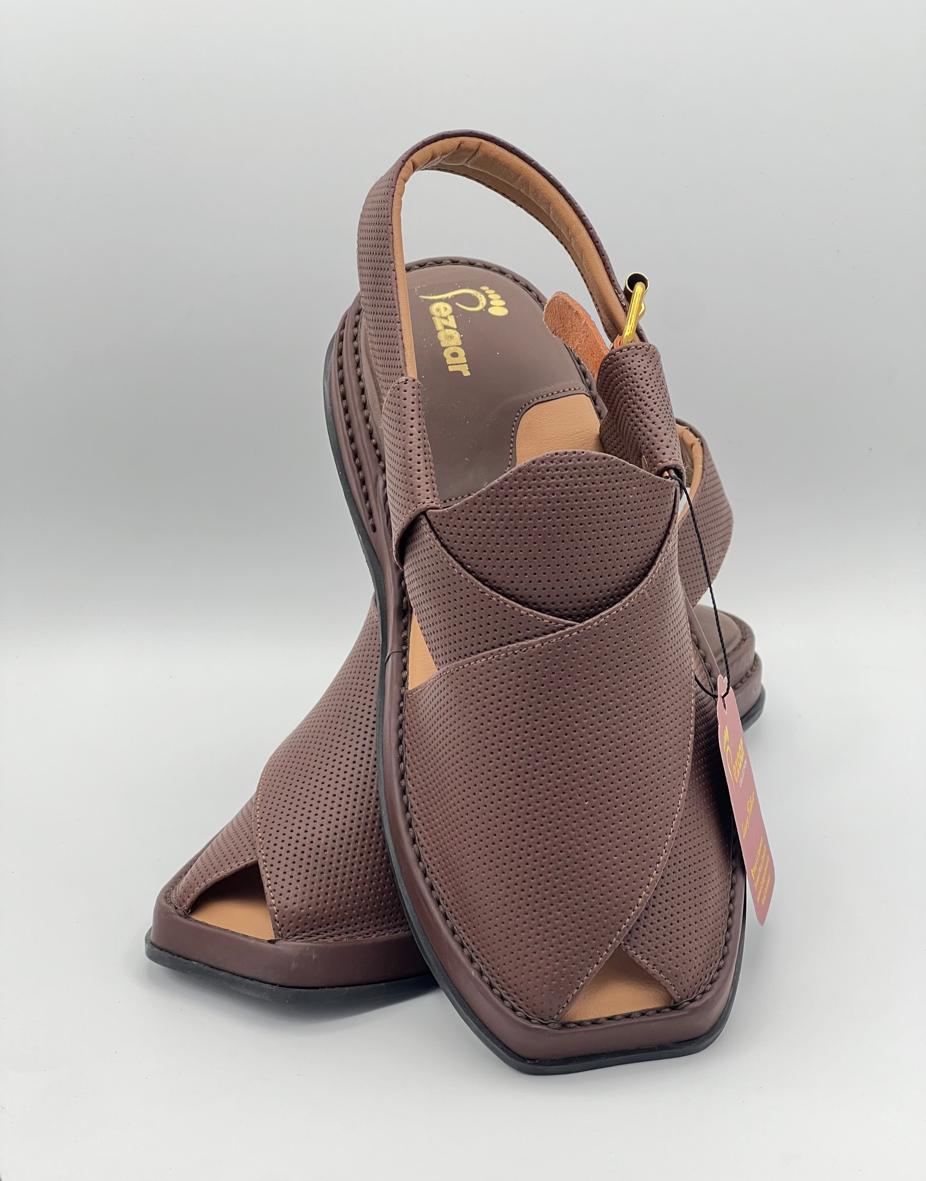 Men’s premium dotted peshawari chapal matte brown
