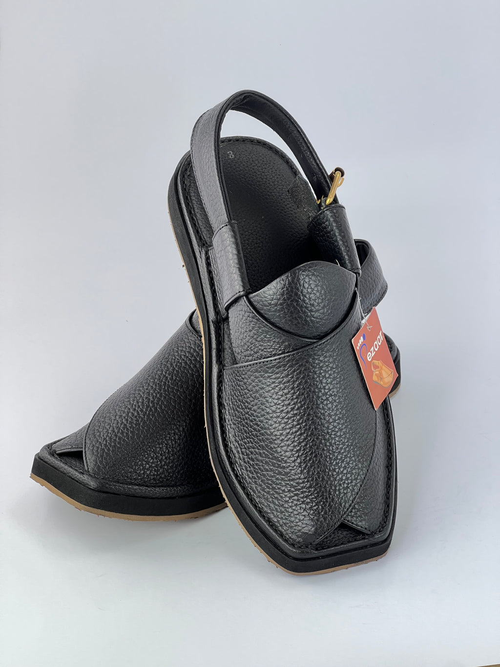 The Lightest and most comfortable and washible peshawari chapal Vibrem chapal(Black)