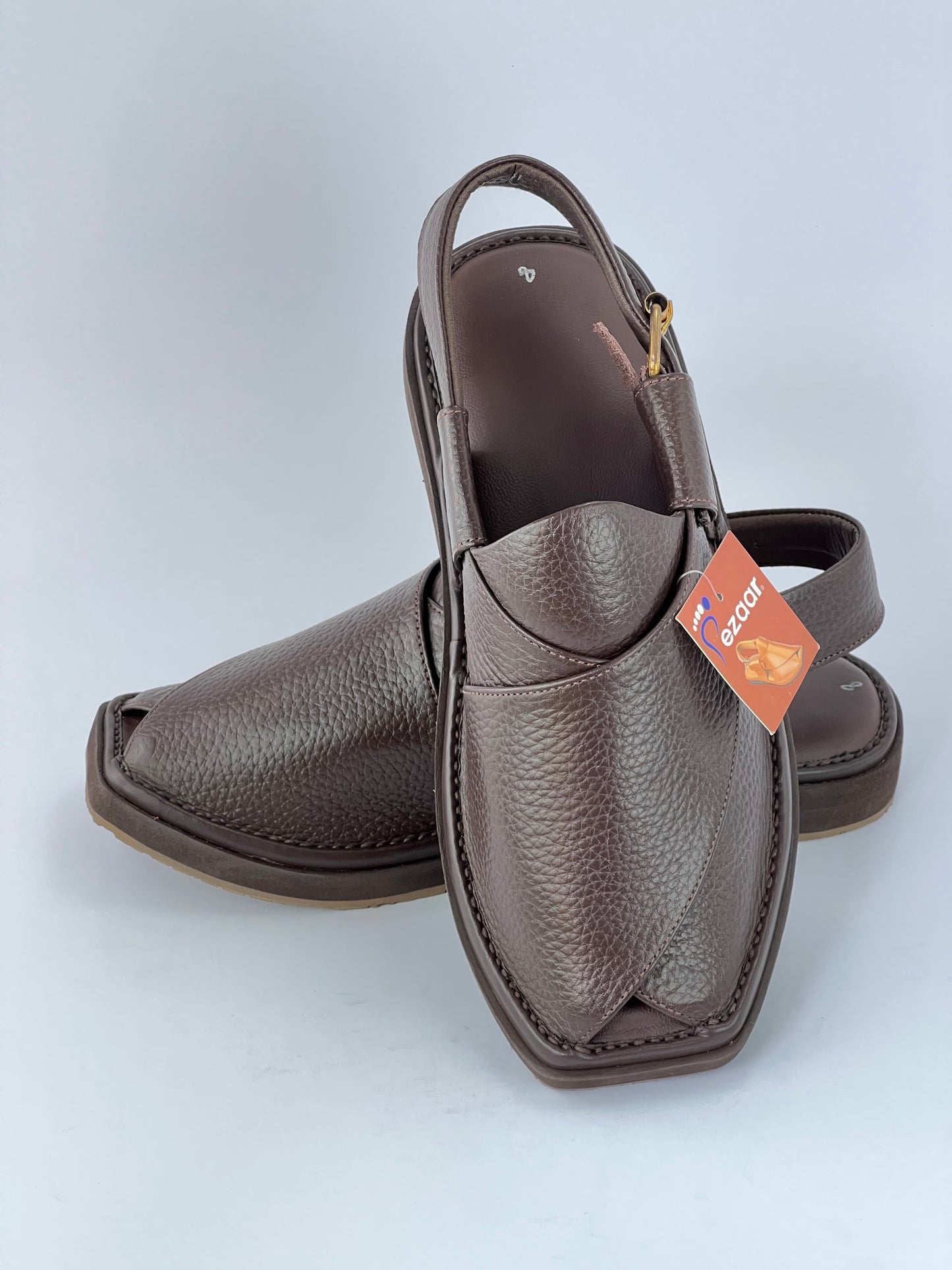 The Lightest and most comfortable and washible peshawari chapal Vibrem chapal(Brown)