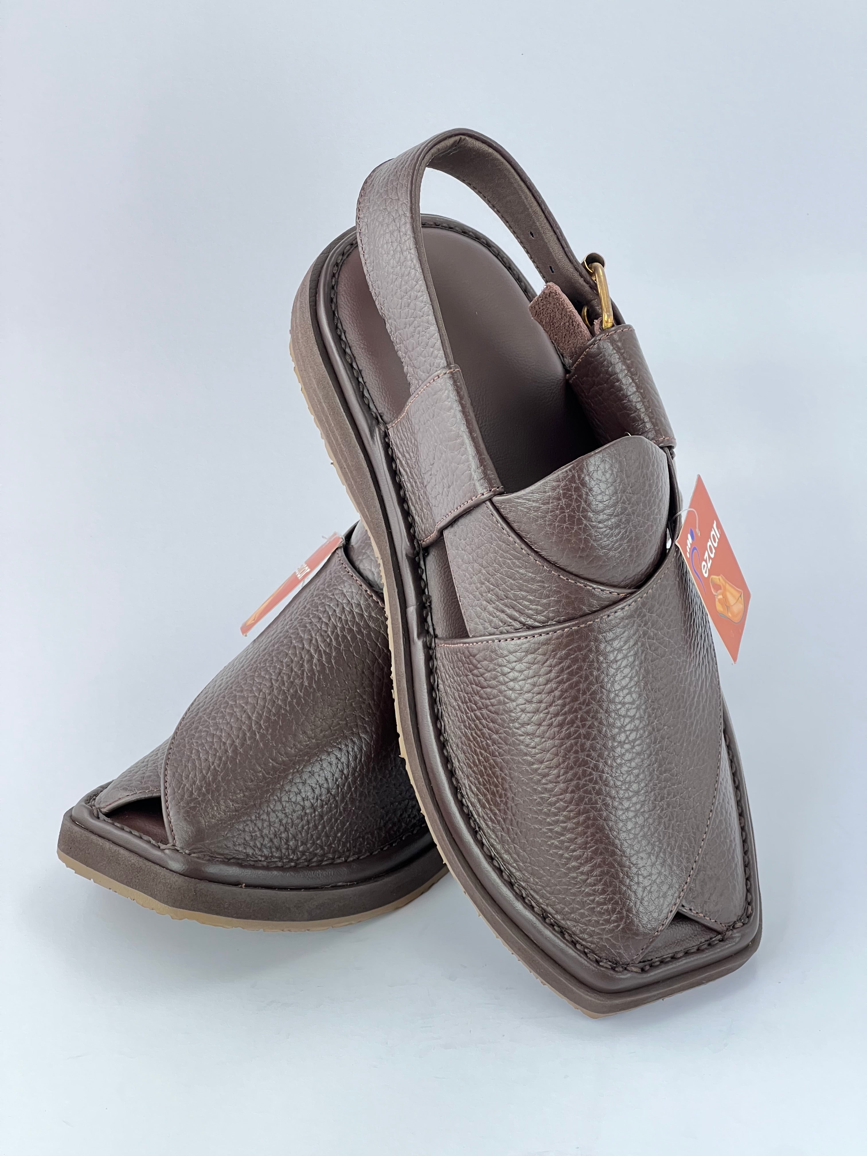 The Lightest and most comfortable and washible peshawari chapal Vibrem chapal(Brown)