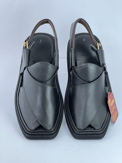 Half kaptan Special Original leather peshawari chapal (Black)