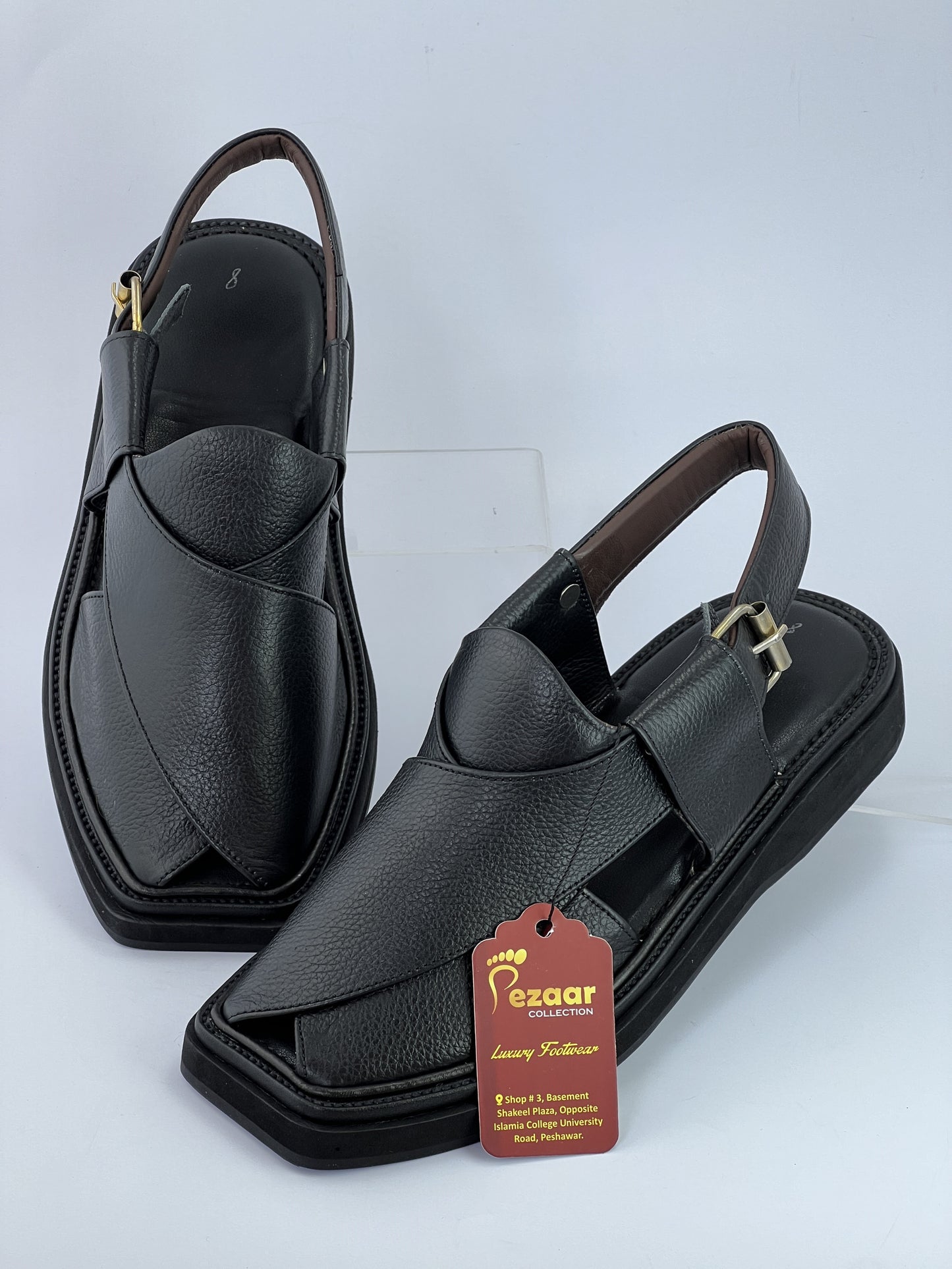 Half kaptan Special Original leather peshawari chapal (Black)