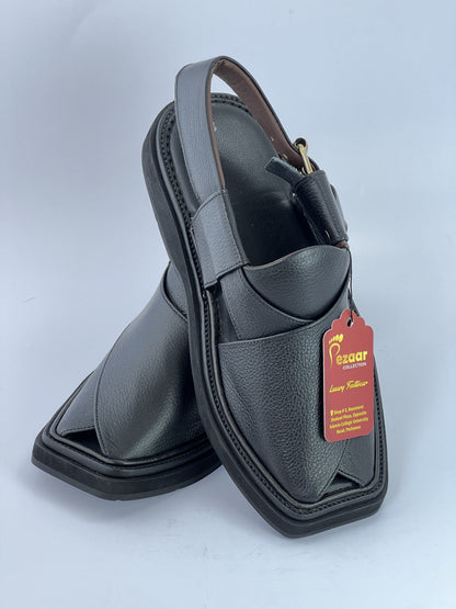 Half kaptan Special Original leather peshawari chapal (Black)