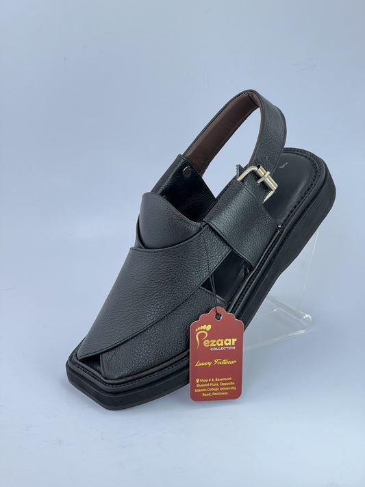 Half kaptan Special Original leather peshawari chapal (Black)