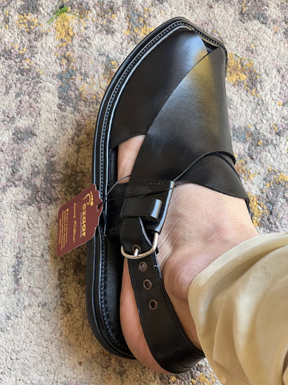 Handmade Goll T Charsadah chapal (Black)