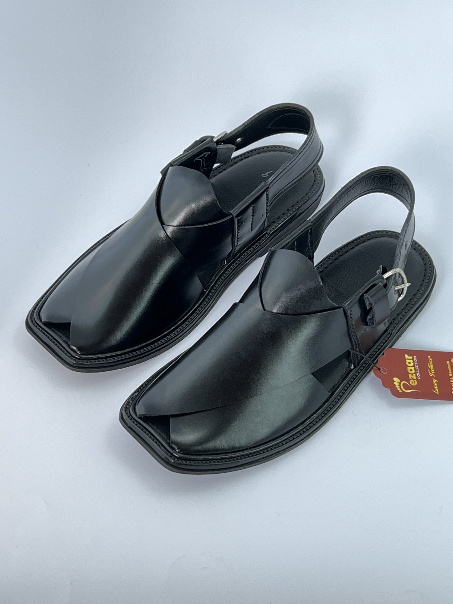 Handmade Goll T Charsadah chapal (Black)