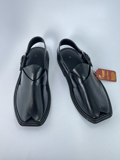 Handmade Goll T Charsadah chapal (Black)